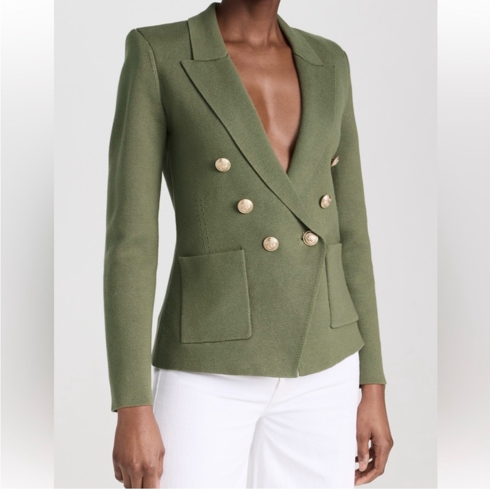 L'AGENCE Sage Green Double-Breasted Blazer Fall 2025